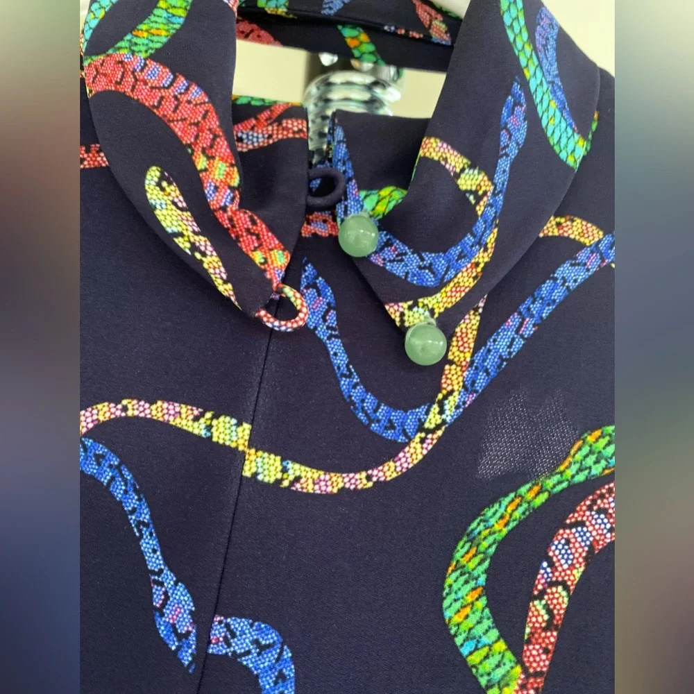 NWT Shanghai Tang-Silk Snake Print Dress in size 4-Darby dress - Picture 9 of 11